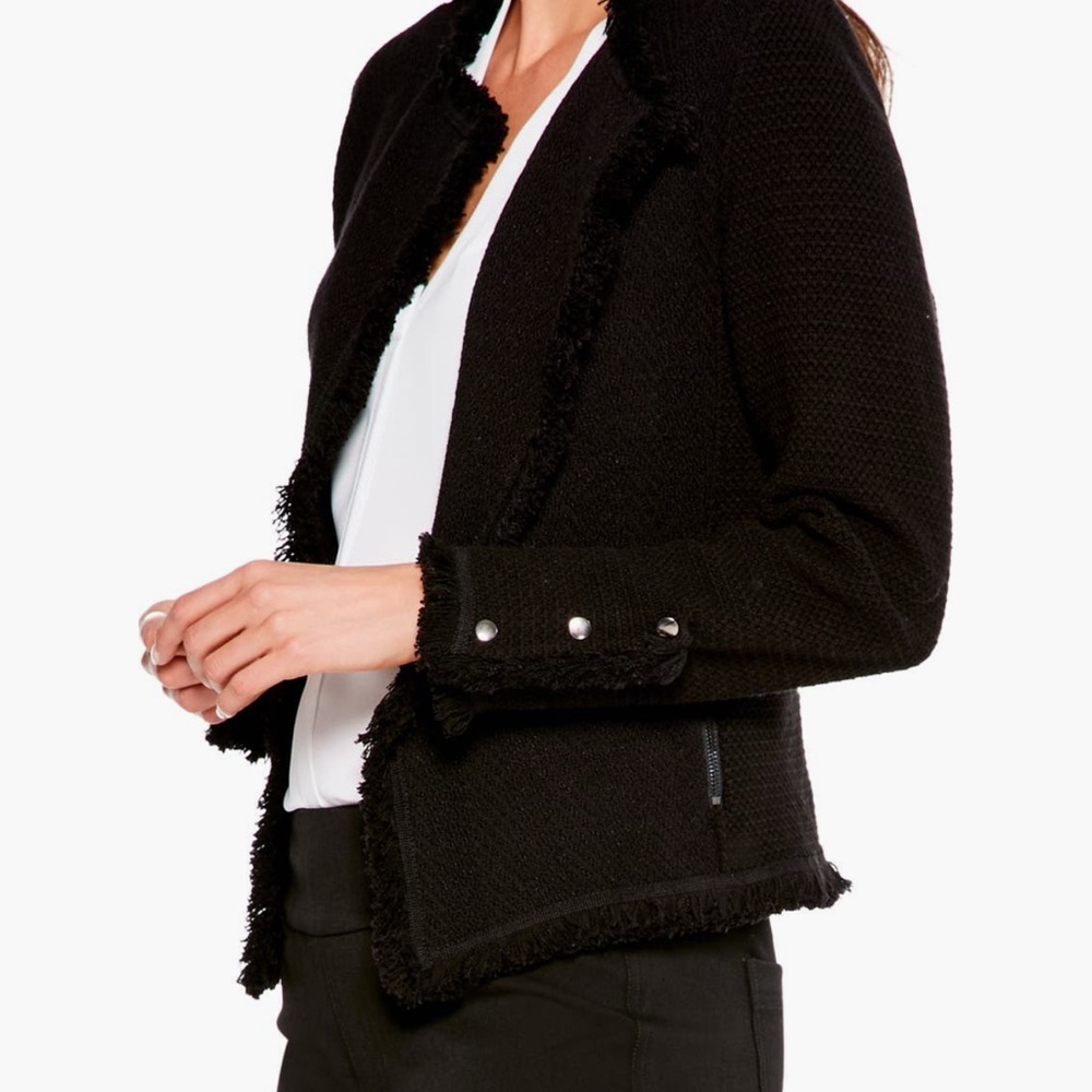 Nic +Zoe Black Frayed Women's Cardigan